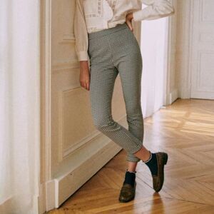 Sezane Clara Houndstooth High Waist Ankle Trousers Size 46 - US 14